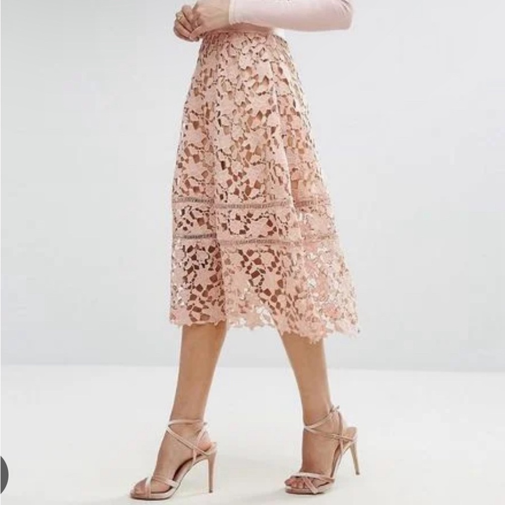 Missguided dusty pink lace skirt - US 12 - elastic waistband